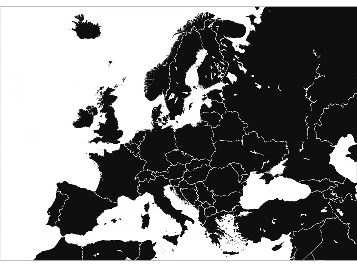 Köp Europa svartvit poster 70x50cm med snabb leverans - Kartbutiken.se